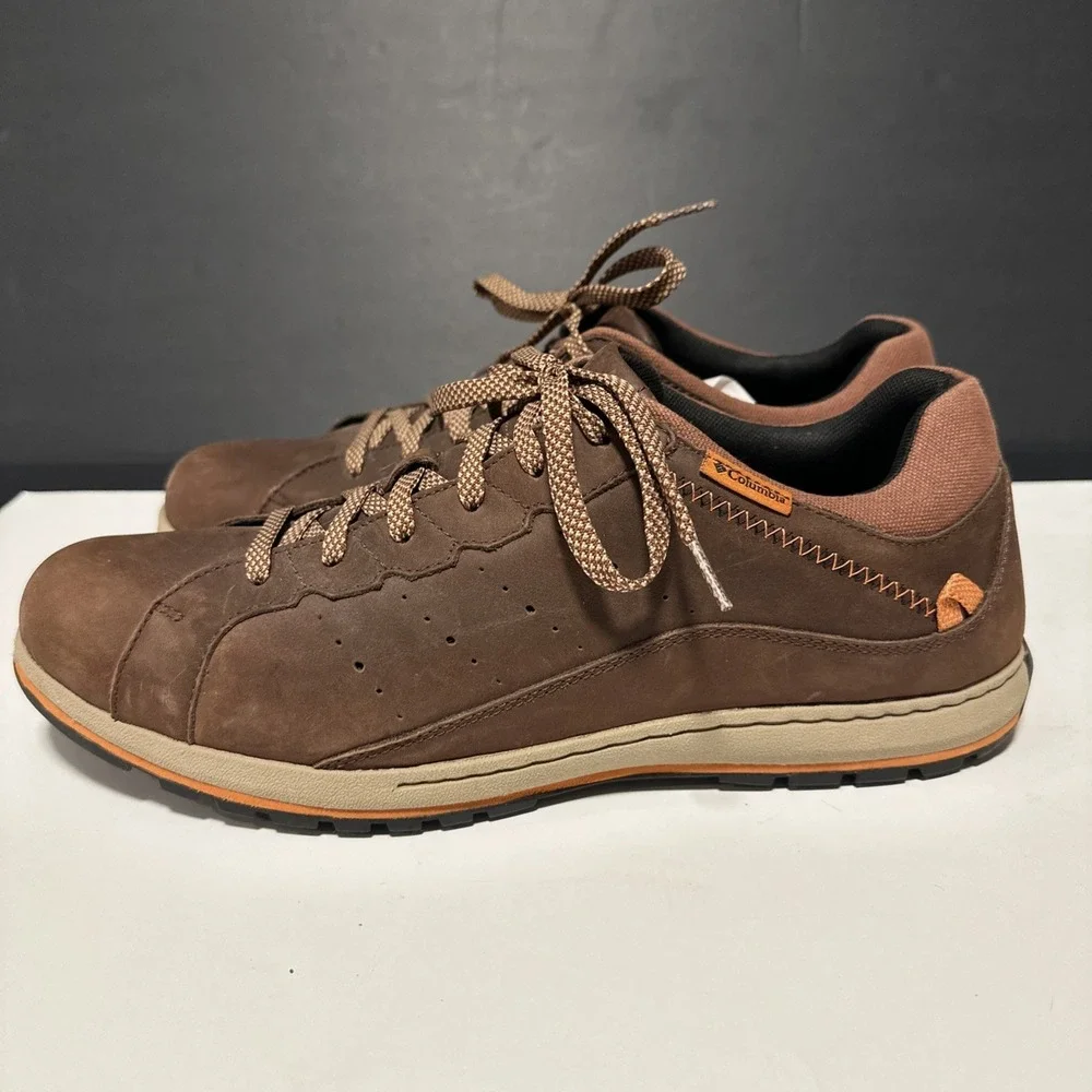 Columbia Men's 13 Trail Shoes Three Passes Brown Nubuck Leather Sneakers